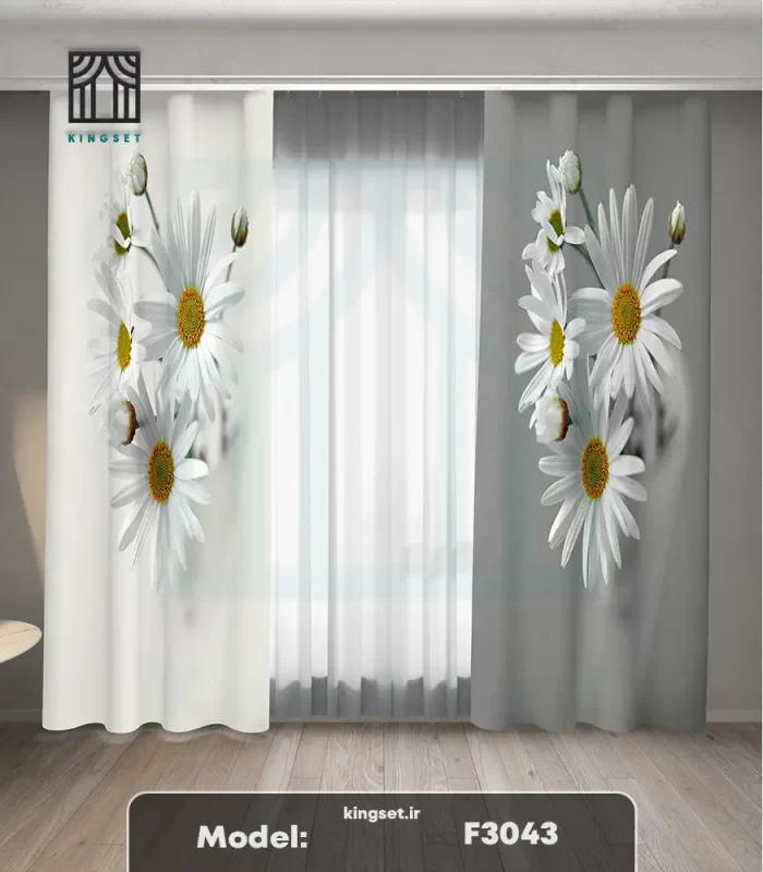 پرده چاپی طبیعت و گل