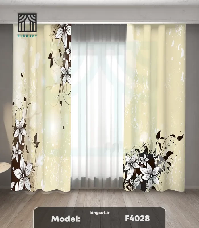 پرده چاپی طبیعت و گل