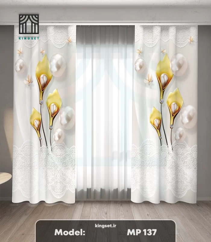 پرده چاپی طبیعت و گل