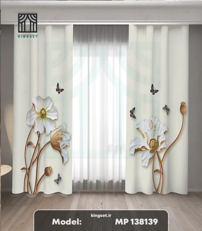 پرده چاپی طبیعت و گل