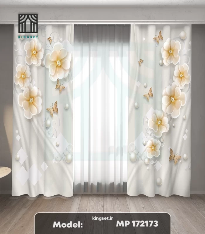 پرده چاپی طبیعت و گل