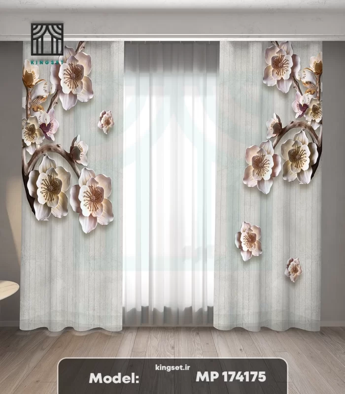 پرده چاپی طبیعت و گل