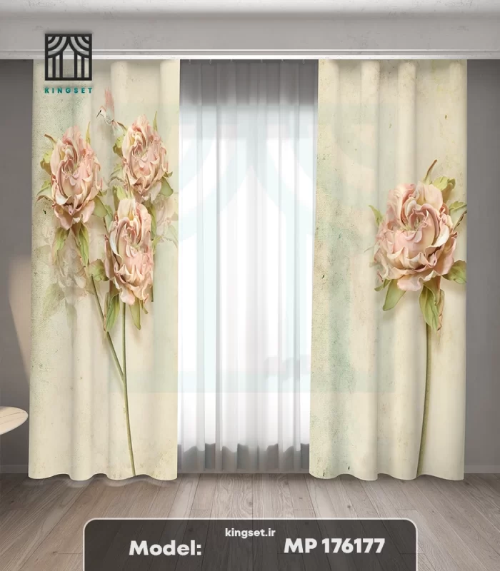 پرده چاپی طبیعت و گل