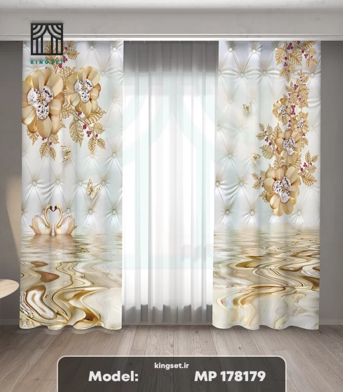 پرده چاپی طبیعت و گل