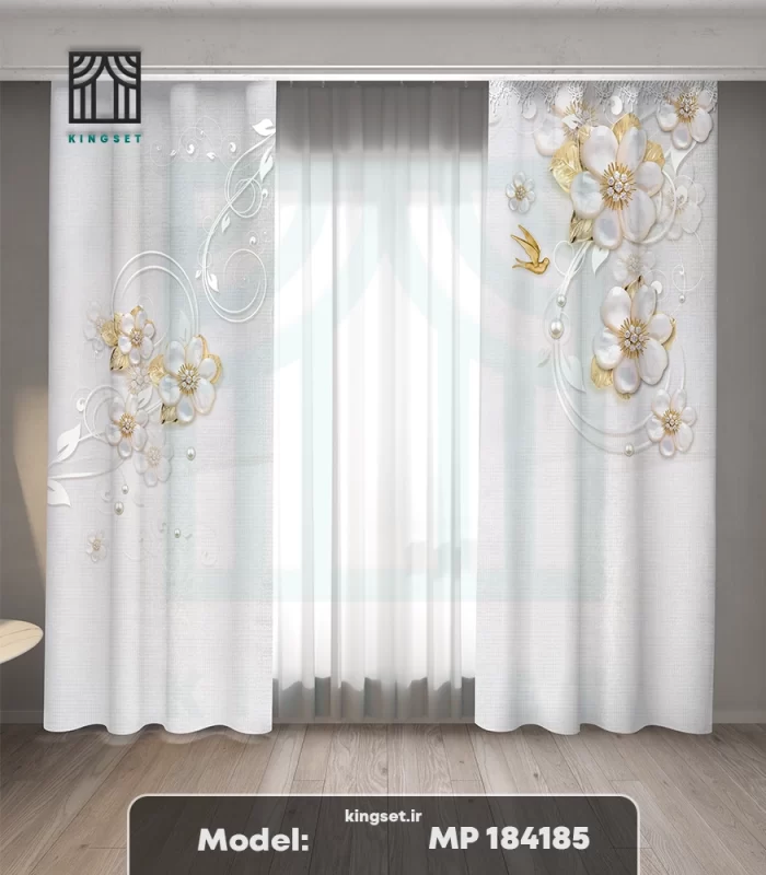 پرده چاپی طبیعت و گل