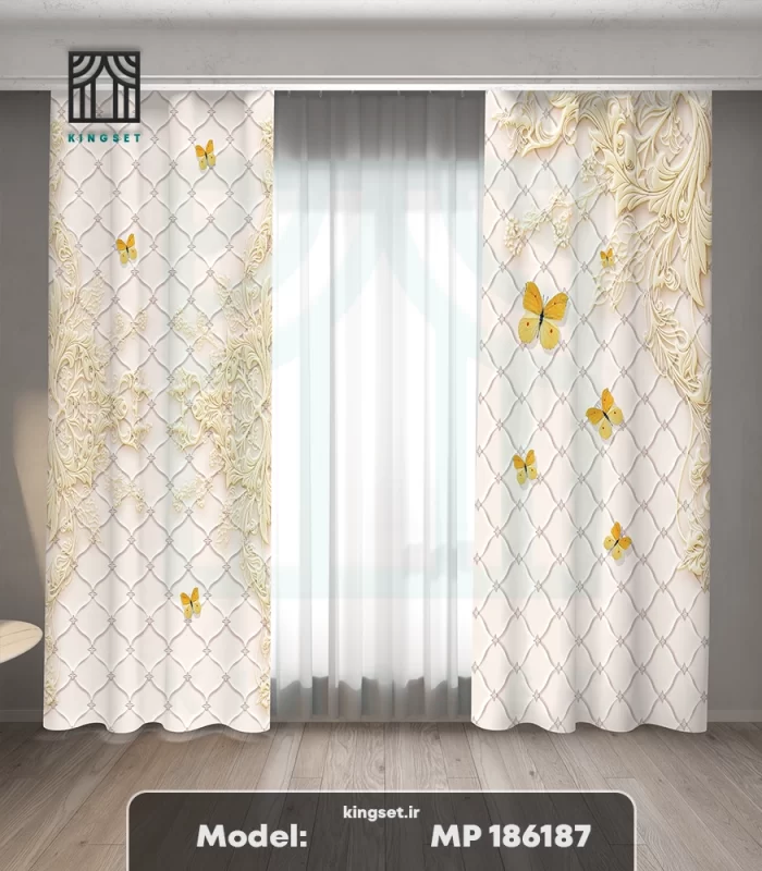 پرده چاپی طبیعت و گل