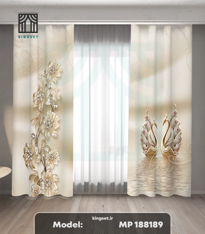 پرده چاپی طبیعت و گل