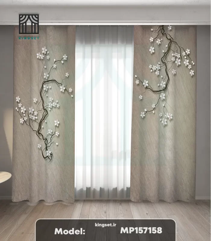 پرده چاپی طبیعت و گل