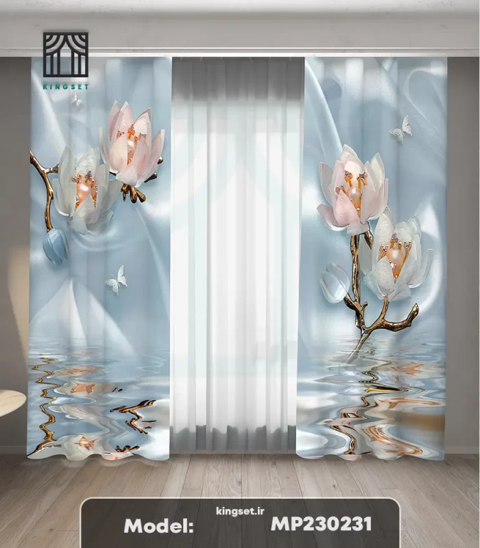 پرده چاپی طبیعت و گل