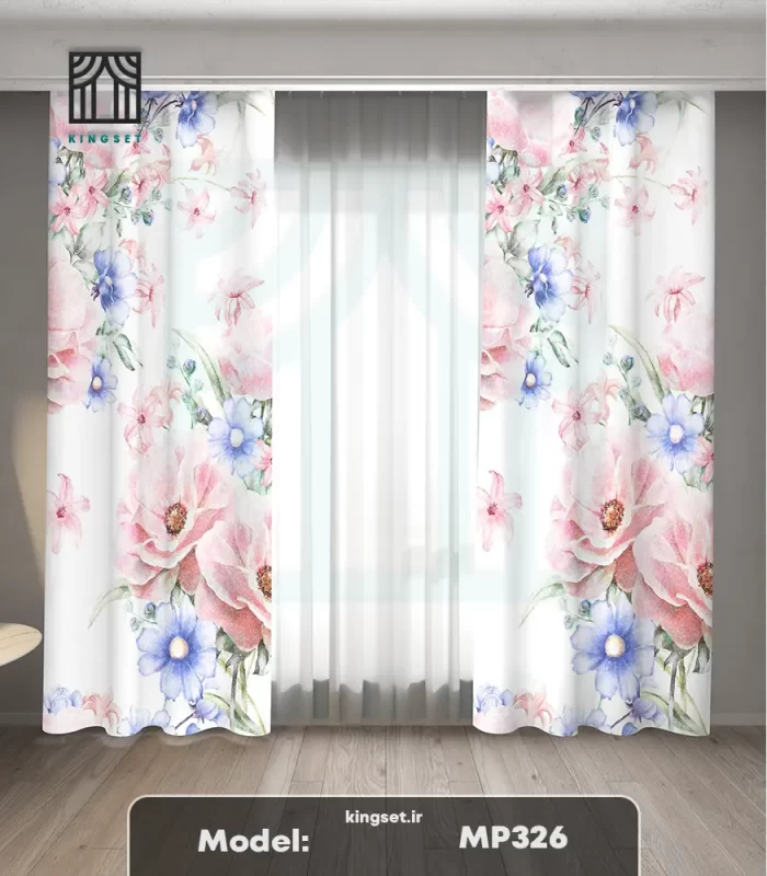 پرده چاپی طبیعت و گل