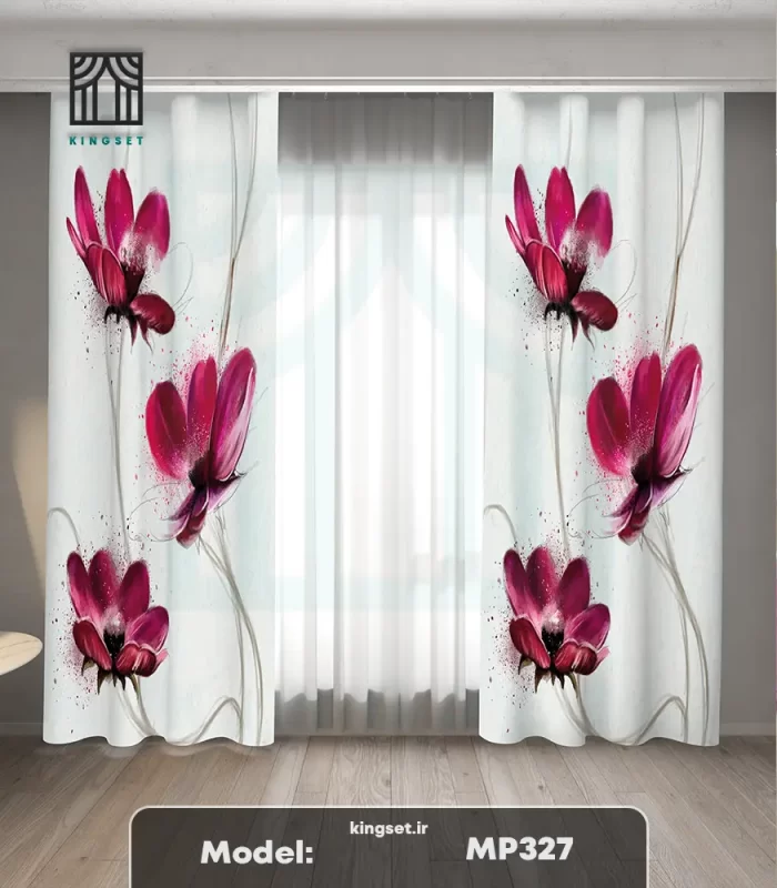 پرده چاپی طبیعت و گل