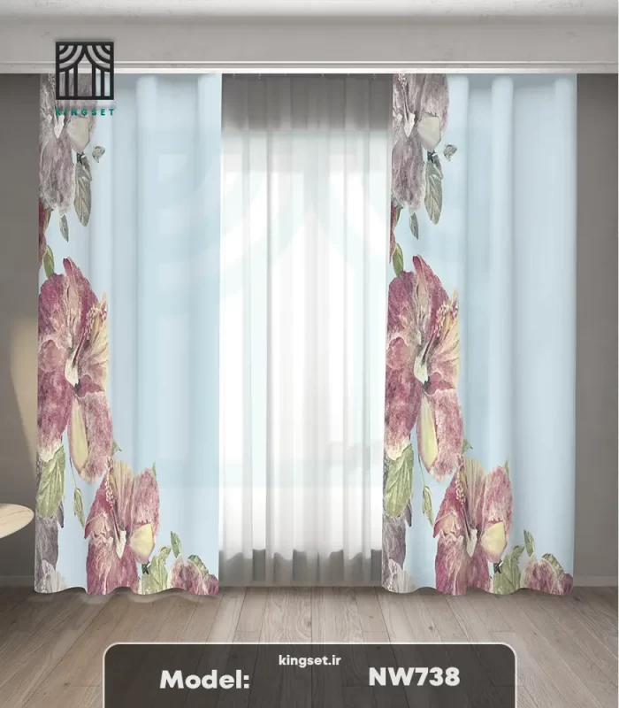 پرده چاپی طبیعت و گل