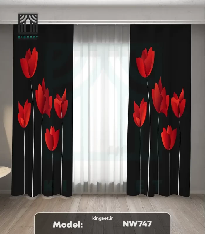 پرده چاپی طبیعت و گل
