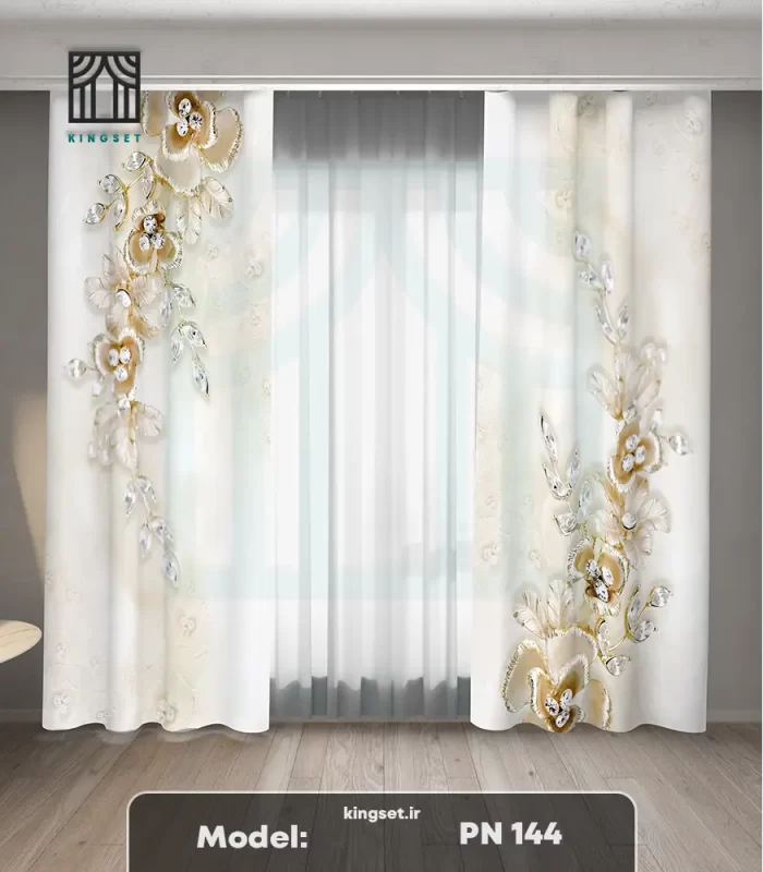 پرده چاپی طبیعت و گل