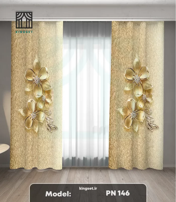 پرده چاپی طبیعت و گل