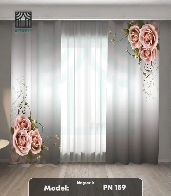 پرده چاپی طبیعت و گل