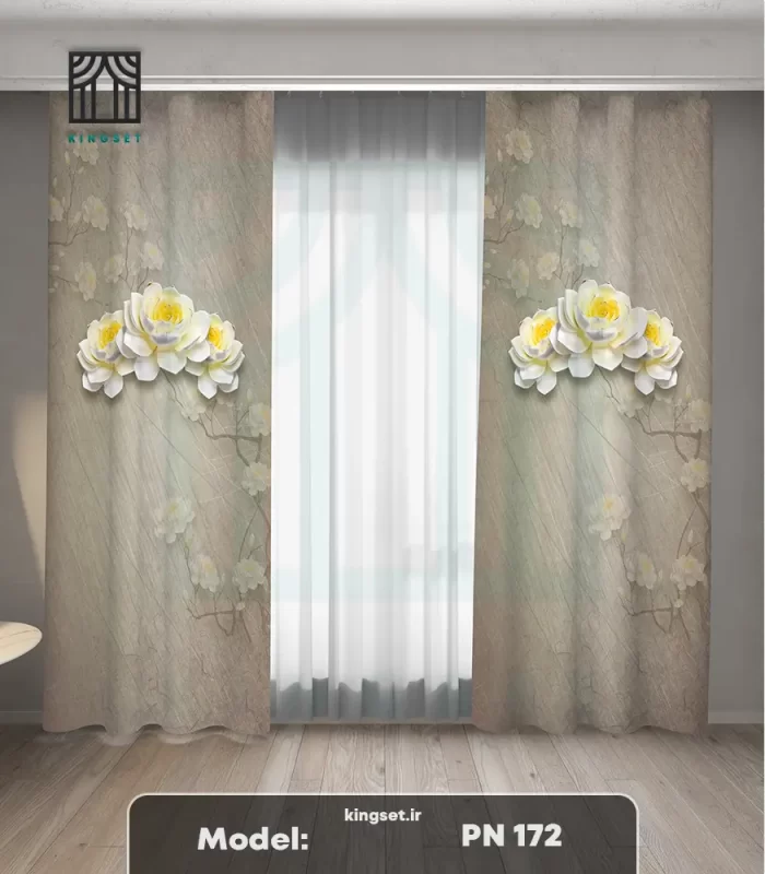پرده چاپی طبیعت و گل