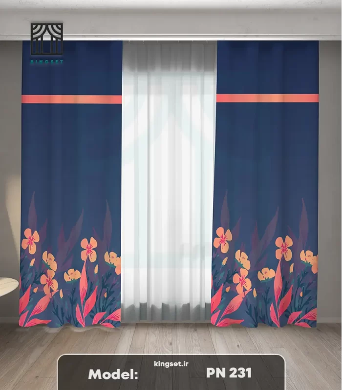 پرده چاپی طبیعت و گل