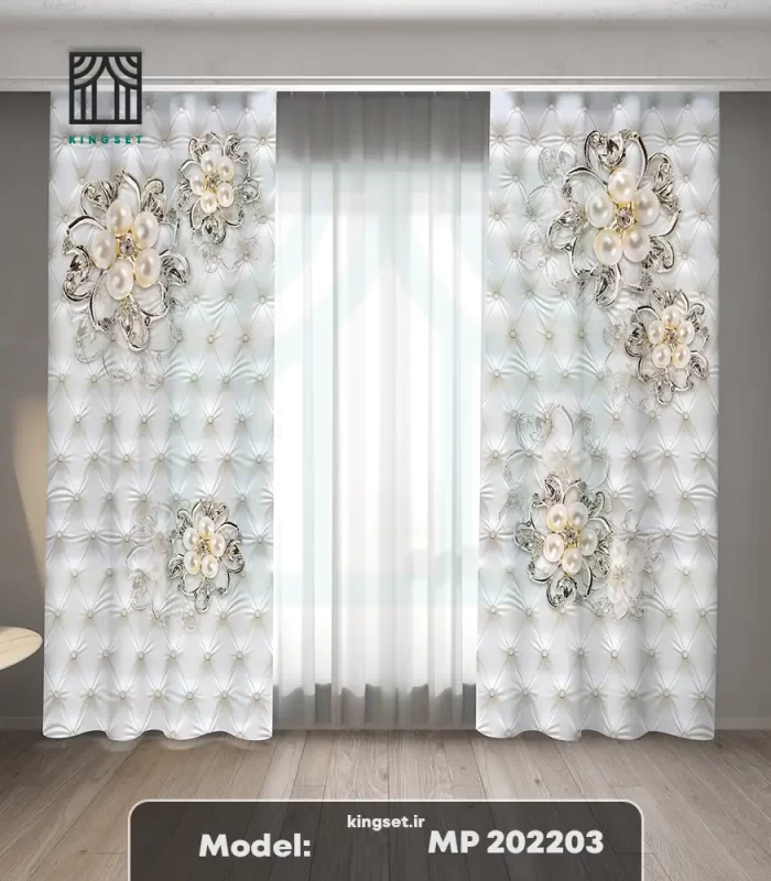 پرده چاپی طبیعت و گل