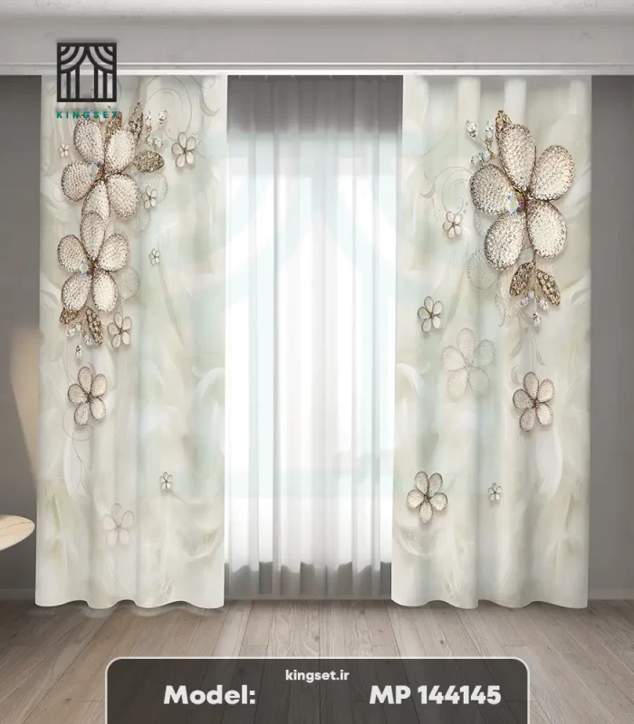پرده چاپی طبیعت و گل