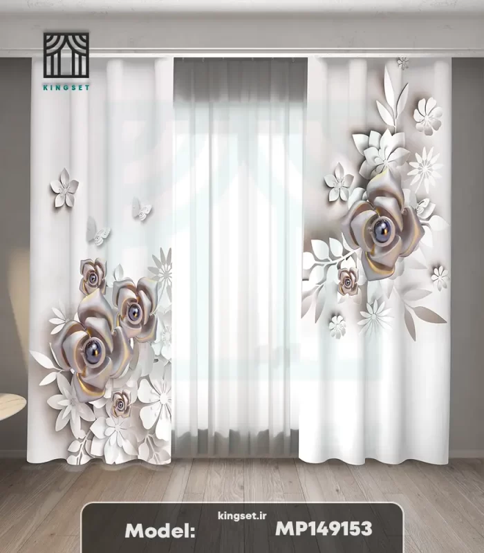 پرده چاپی طبیعت و گل