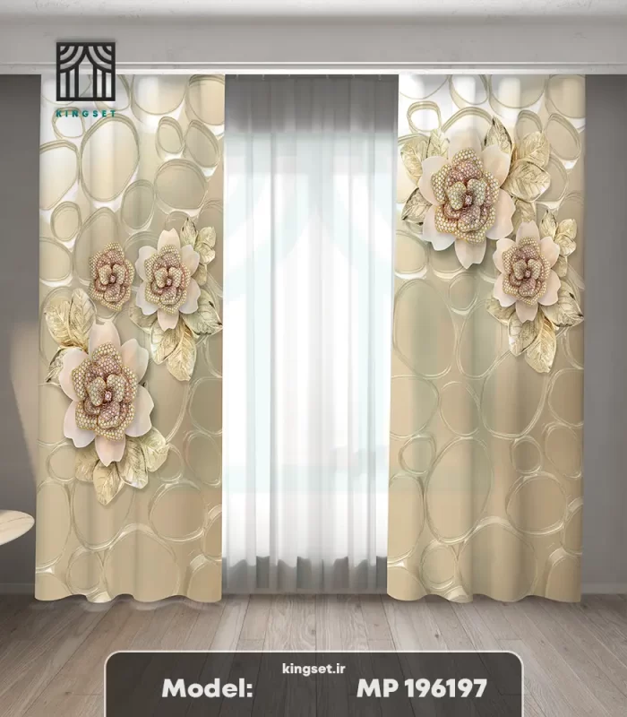 پرده چاپی طبیعت و گل