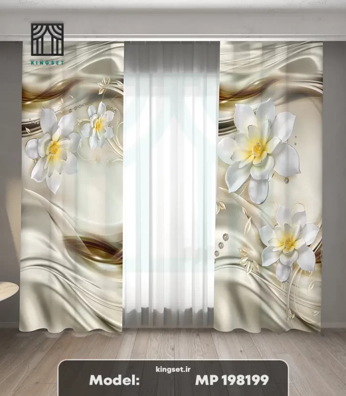 پرده چاپی طبیعت و گل