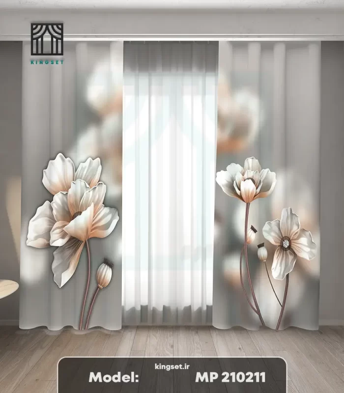 پرده چاپی طبیعت و گل