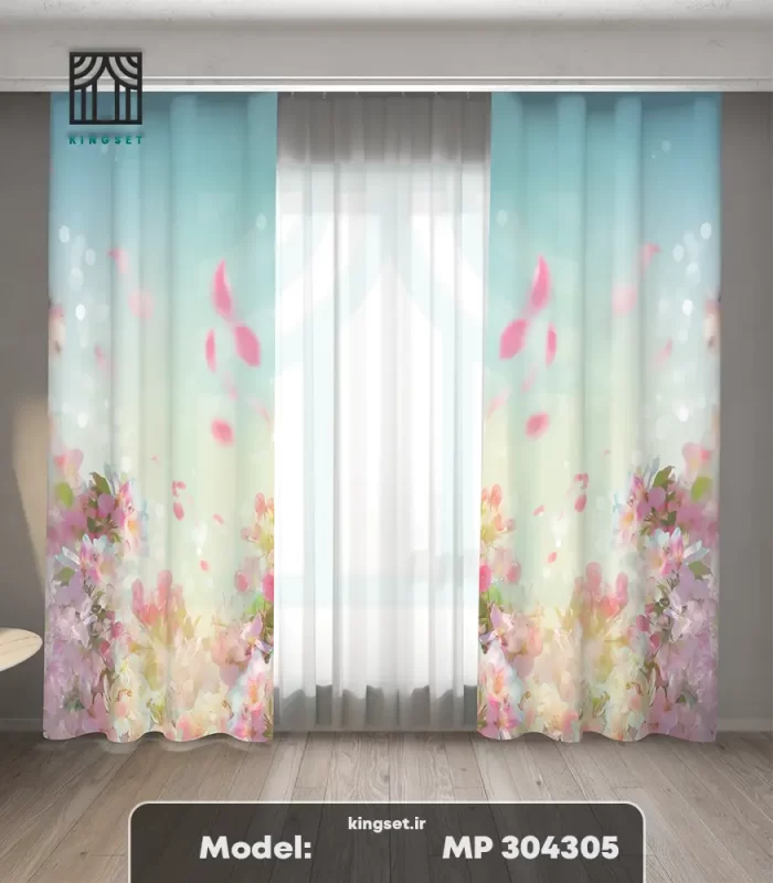 پرده چاپی طبیعت و گل