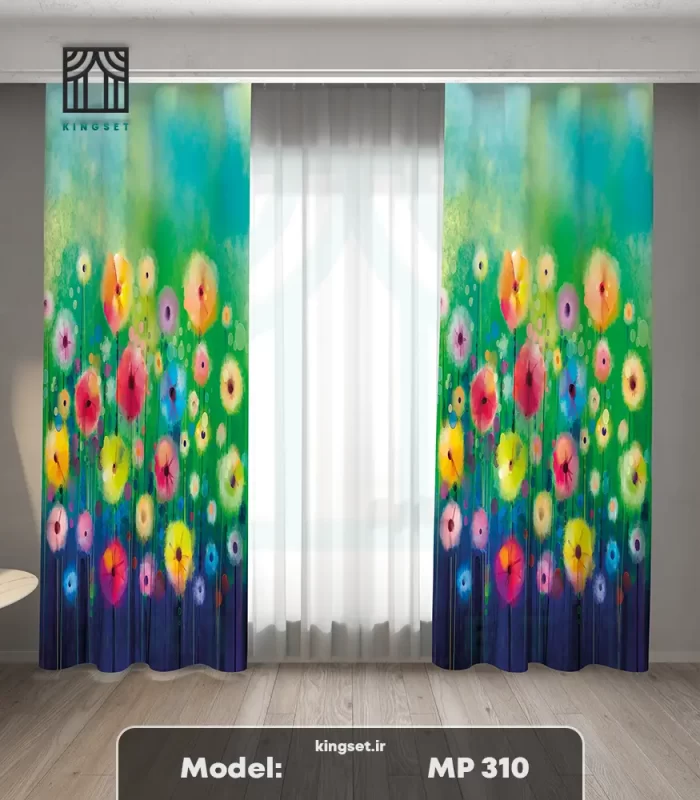 پرده چاپی طبیعت و گل