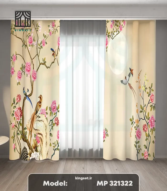 پرده چاپی طبیعت و گل